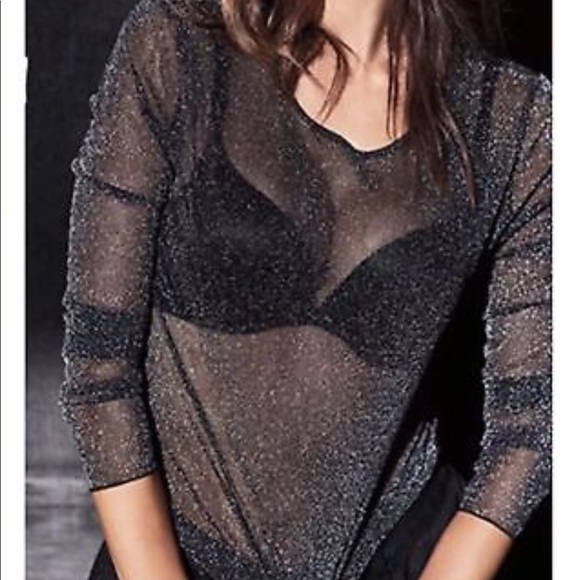 sheer glitter long sleeve top